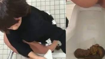 Japanes girl shitting in toilet with two hidden cameras
