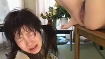 Asian girl shit in the mouth of his slave