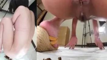 Cute pooping Asian video