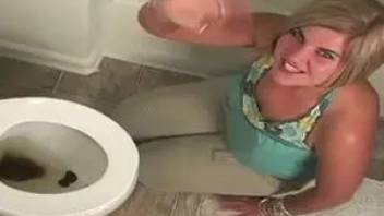 Three young girls shitting in toilet