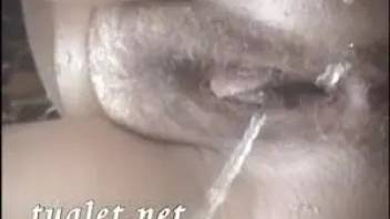 Girl with hairy pussy piss and shit